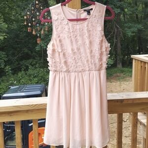 Forever 21 Pink Floral Sheer Mini Dress Sz L